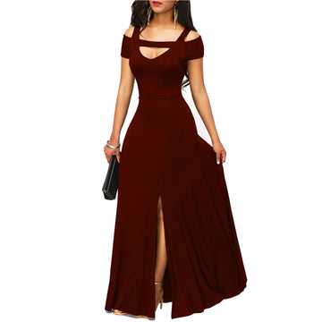 90s-Inspired V-Neck Solid Slim Party Dress