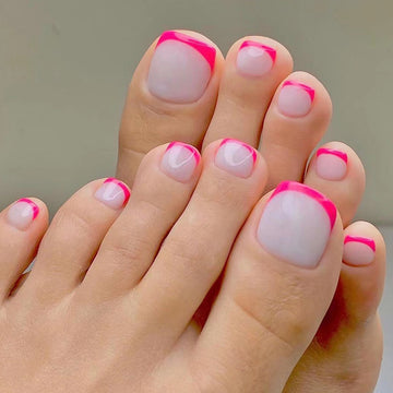 24 Pcs Red French toenails