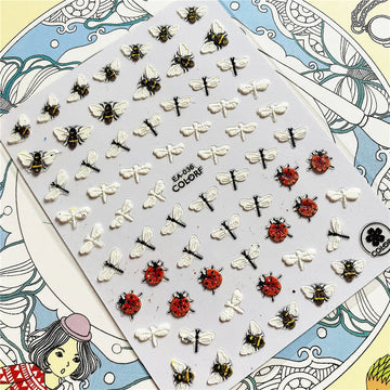 Star ladybug panda Hollow animal 5D Back glue Nail Art Stickers