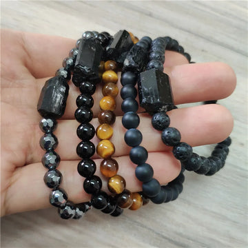 Designer Beaded Bracelets | Natural black raw beaded bracelets for man & women