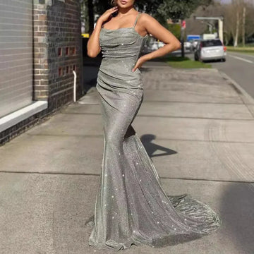 A Line Spaghetti Strap Prom Dress