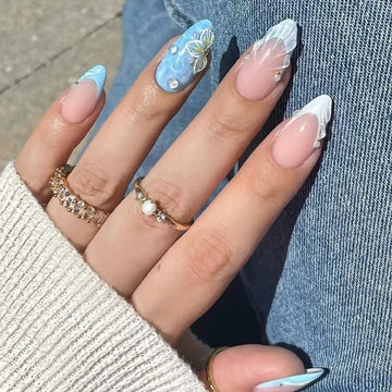 24pcs Long Almond Fake beach nails