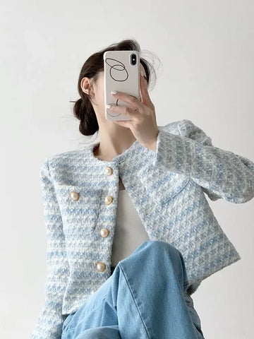 ITOOLIN Winter Short Cardigan For Women | Pocket Single Breasted Jacket For Women | Loose Outwear