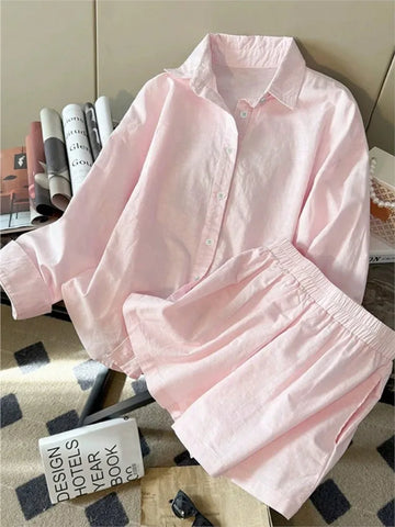 Autumn Shirt Set Vintage Outfit | Elegant Casual Solid Turn-down Collar Button Holiday Party Two Piece Outfits