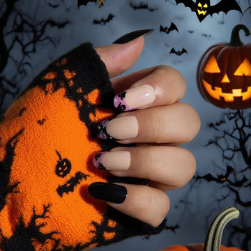 24 Oval Halloween Nails | Press-On Fake Nails | Halloween Themed Nail Art Accessories