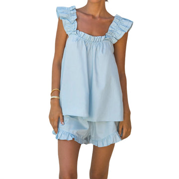 Imcute Summer Pajama Sets | 2 Piece Outfits Cute Ruffle Trim Cami Top and Shorts