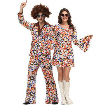 80s Hippie Clothes |Couple Retro Disco Costumes for Cosplay Couples Purim Dress Up