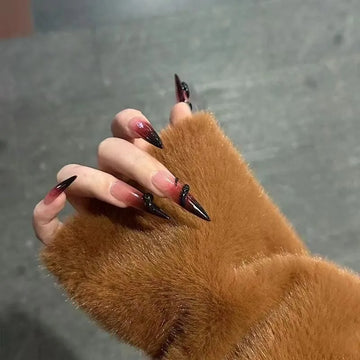 Red New Years Nails | Long Tip Press On Nails | Dark Red New Year Fake Nail Art