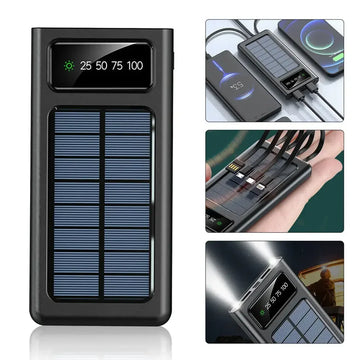 200000mAh Solar Power Bank 4-USB Cable Portable Charger Ultra-Large Capacity For Samsung ,Apple