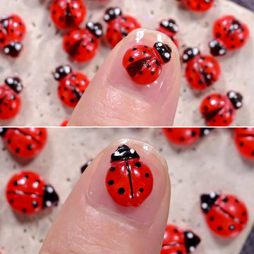 50 Ladybug Manicure | 8*10mm Cute Insect Flatback Ladybug Nail Art Decorations DIY Craft