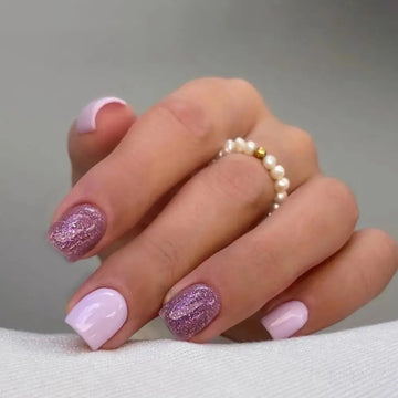 24 August Nails Ideas Simple Pink | French Shiny Fake Nails Detachable Press on Nails DIY