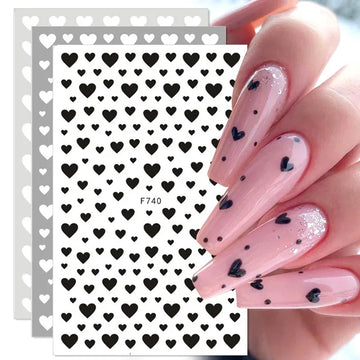 1PC 3D Black French Tip Nails | Nail Art Decorations Stars Decals Manicure Accessories