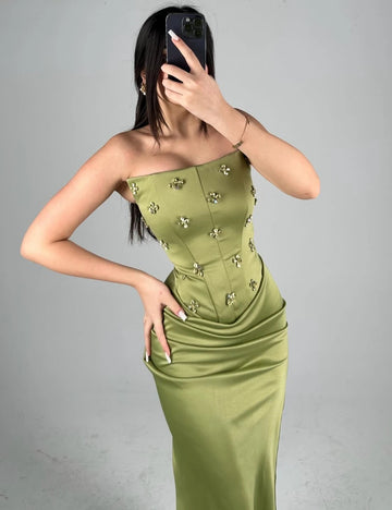 CustomizedSizes Available Flower Column Strapless Midi Dresses Homecoming