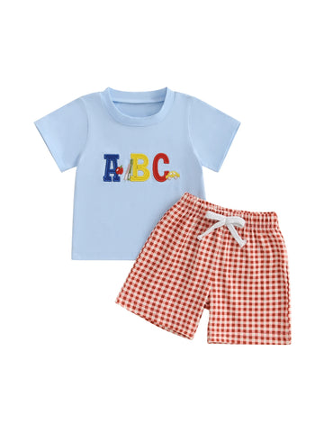 School Boy Outfit Aesthetic | Striped Shirt and Denim Shorts with Adjustable Waistband