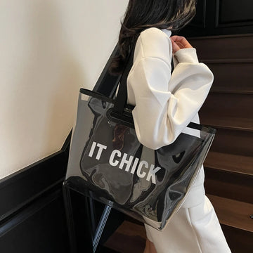 PVC Transparent Shoulder Bag | Large Capacity Versatile Handbag Water Proof Multifunctional Tote Bag