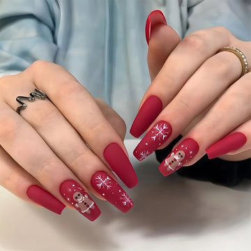 24 Snowflake Press on Nails | Winter Christmas False Nail Fake Nail Art Manicure