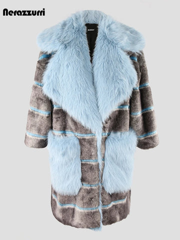 Oversized Faux Fur Coat | Women with Big Collar and Pockets Luxury Designer Clothes