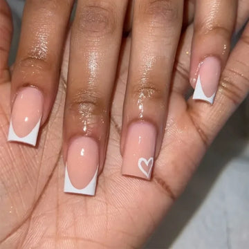 24pcs Medium Square Pink Nail Set - Short Coffin Press On Nails