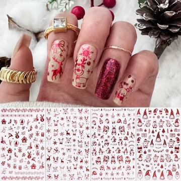 1 Cartoon Christmas Nail Art Ideas | Cute Santa Claus Christmas Tree Snowflakes Winter Nails