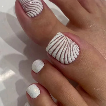 24pcs Shiny Glitter Toe Nails Women Wearable Full Cover