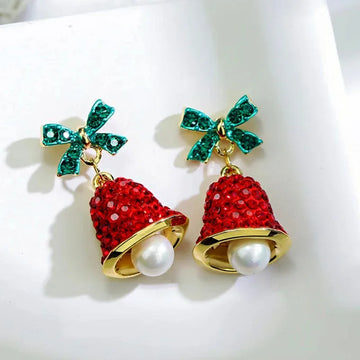 Fashion christmas clip on earrings for Women | Exquisite Elk Wind Chimes Dangle Earrings