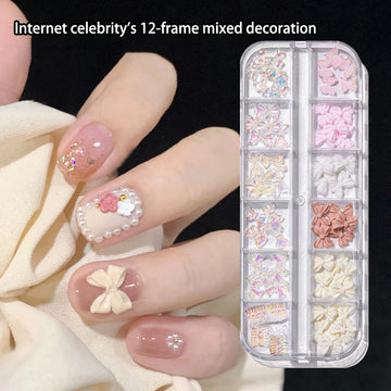 12 Grids bow Art | 3D Aurora Bowknot Resin Charms Jewelry | DIY Manicure