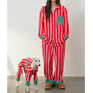 Christmas 2 Piece Set Women's | Loungewear Set Striped Lapel Colorblock Long Sleeves+Loose Pants