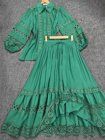 Autumn Fashion Ideas | Retro Two-piece set | Women's wear + multi-layered loose skirt