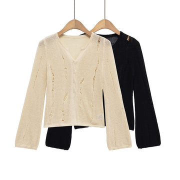 ZBZA Woman Cardigan v neck | Single-breasted Slim-fit Long-sleeved Solid Color Sweater