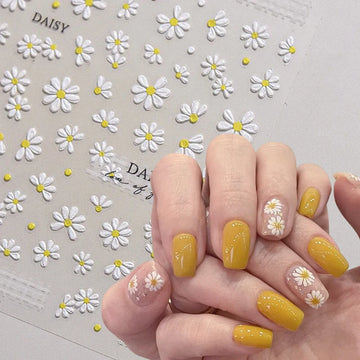 1pc White Flower Nail Stickers | Self-adhesive slider Nail Art Decoration Manicure