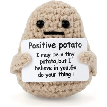 Positive Energy Potato Hug Pocket Mini handmade wool Knitting Doll with Card Funny Birthday Gift