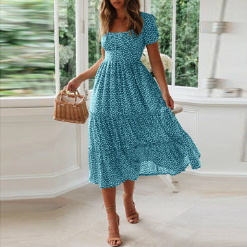 Flare Short Sleeve Elegant Casual Party Wear