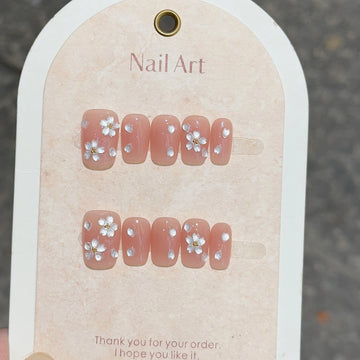 10 Cute Flower Nail Designs | Glitter Cat Eye False Nails Full Cover Manicure Nail Art Tip