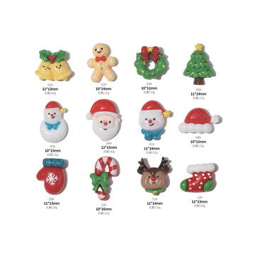 Christmas Series Nail Art Aaccessories Bells Reindeer Snowman Crutches Cute Cartoon Nail Decorations DIY Manicure Design Parts