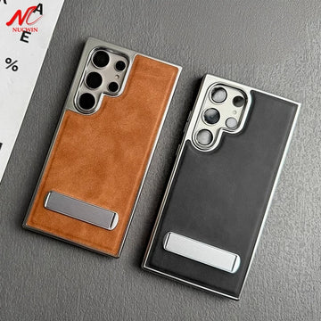 Leather Case For Samsung s24 ultra, S25 Ultra S22 Plus S23 FE Kick-stand