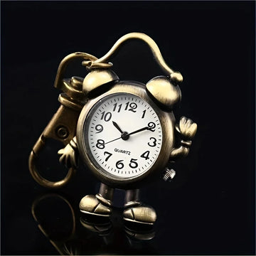 Vintage Pocket Watch Keychain | Bronze Key Quartz Pocket Watch | Mini Hanging Watch Alarm Clock Gift