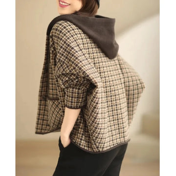 2025 New Womens Woolen Coats Autumn Winter Hooded Female Short Wool Jackets Retro Leisure Lady Loose Outerwear