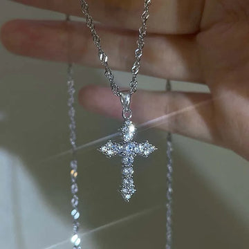 Shiny Pendant Necklace For Girlfriend | Punk Silver Color Thin Chain Necklace | Party Jewelry