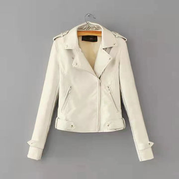 Women's PU Leather Biker Jacket – Cropped Streetwear with Zipper