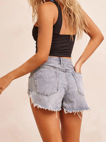 Women's High Waist Ripped Denim Shorts for Summer