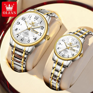 OLEVS 2891 Couple Watches Digital Dial High Quality Stainless steel Wristwatch