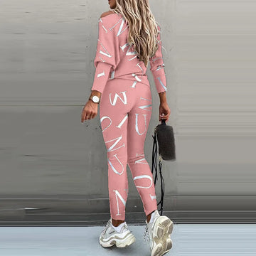Korean Autumn Street Fashion | Spring Women's Casual 2-piece Set O-neck Long-sleeved Top Elastic Waist Small Feet Pants