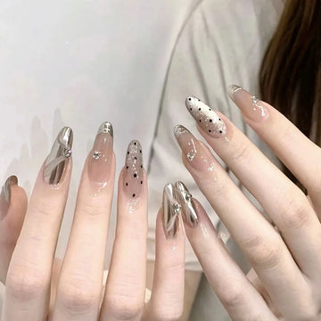 Polka Dot Nail Designs | High-quality Water Droplet Nail Plate | Short Dot Diamond Nail