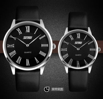 SKMEI 9092 Leather Strap Brand Lovers Quartz Watch | Waterproof Wristwatches Casual