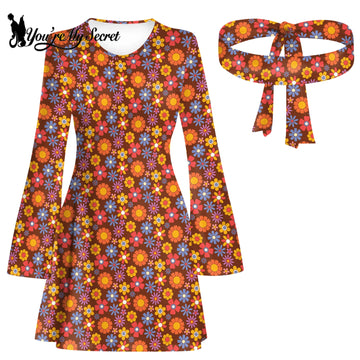 70s Hippie Outfit Ideas Female | Disco Dress | Halloween Party Fancy Dress Up Costume