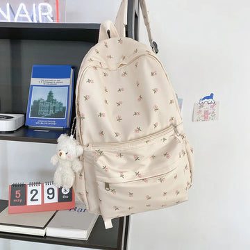 Floral Backpack For Ladies | Pendant Girls Aesthetic Backpack