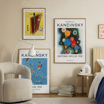 Kandinsky Bauhaus Exhibition | Vintage Wall Art Canvas Painting Nordic Trendy Poster | Room Decor