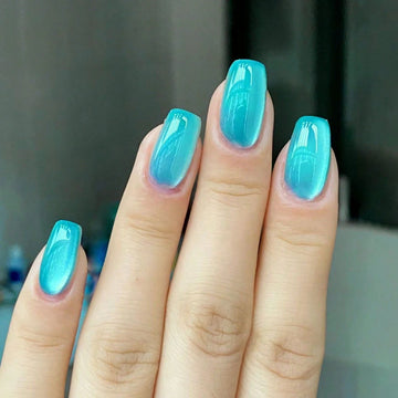 10 Blue Cat Eyes nails | Full Cover Fake Nail Set -1pc Nail File & 1Nail Glue Sticker Kit Nails