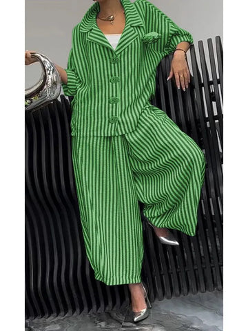 Simple Outfit For Women | Women Fashion Lapel Wide Leg Pants Loose Sets