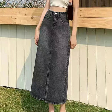 Long Waist Skirts | Straight Side Split A-line Pencil Skirts Lady Hip-covering Straight Long Skirt